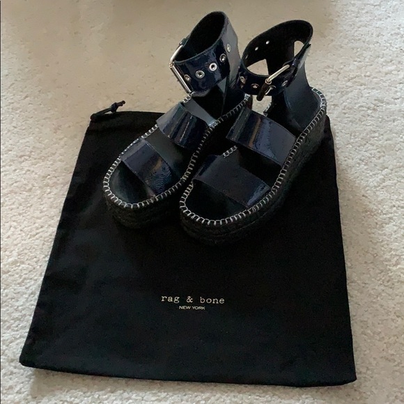 rag & bone Shoes - rag and bone tara patent leather wedge sandals 36